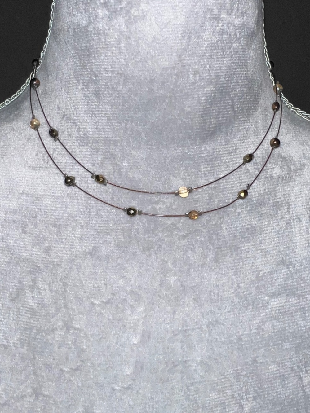 Double Strand Wire & Beaded Necklace
